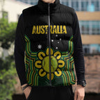 Personalised Australia Tennis Sleeveless Puffer Jacket Go Aussie Aboriginal Art - Aussie Hoodie