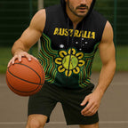 Personalised Australia Tennis Sleeveless Zip Hoodie Go Aussie Aboriginal Art LT14
