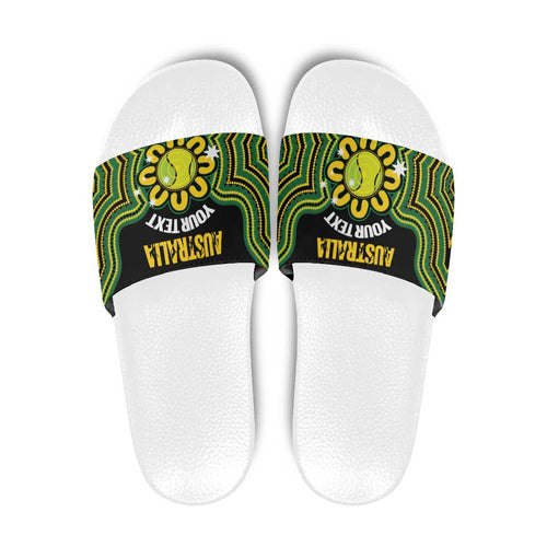 Personalised Australia Tennis Slide Sandals Go Aussie Aboriginal Art - Aussie Hoodie