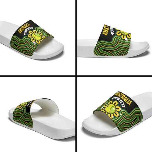 Personalised Australia Tennis Slide Sandals Go Aussie Aboriginal Art - Aussie Hoodie