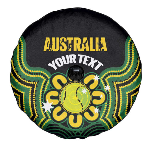 Personalised Australia Tennis Spare Tire Cover Go Aussie Aboriginal Art - Aussie Hoodie