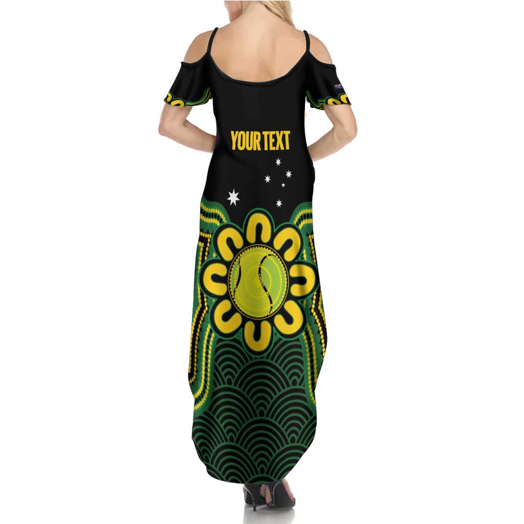 Personalised Australia Tennis Summer Maxi Dress Go Aussie Aboriginal Art - Aussie Hoodie