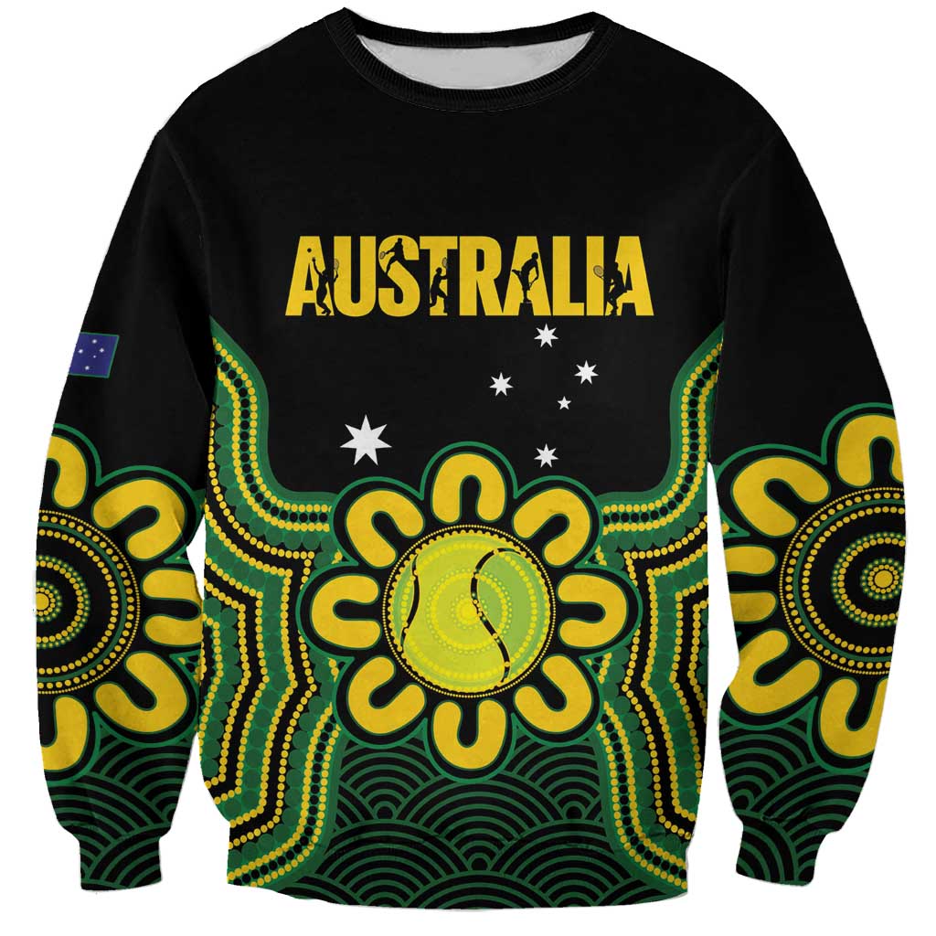 Personalised Australia Tennis Sweatshirt Go Aussie Aboriginal Art - Aussie Hoodie