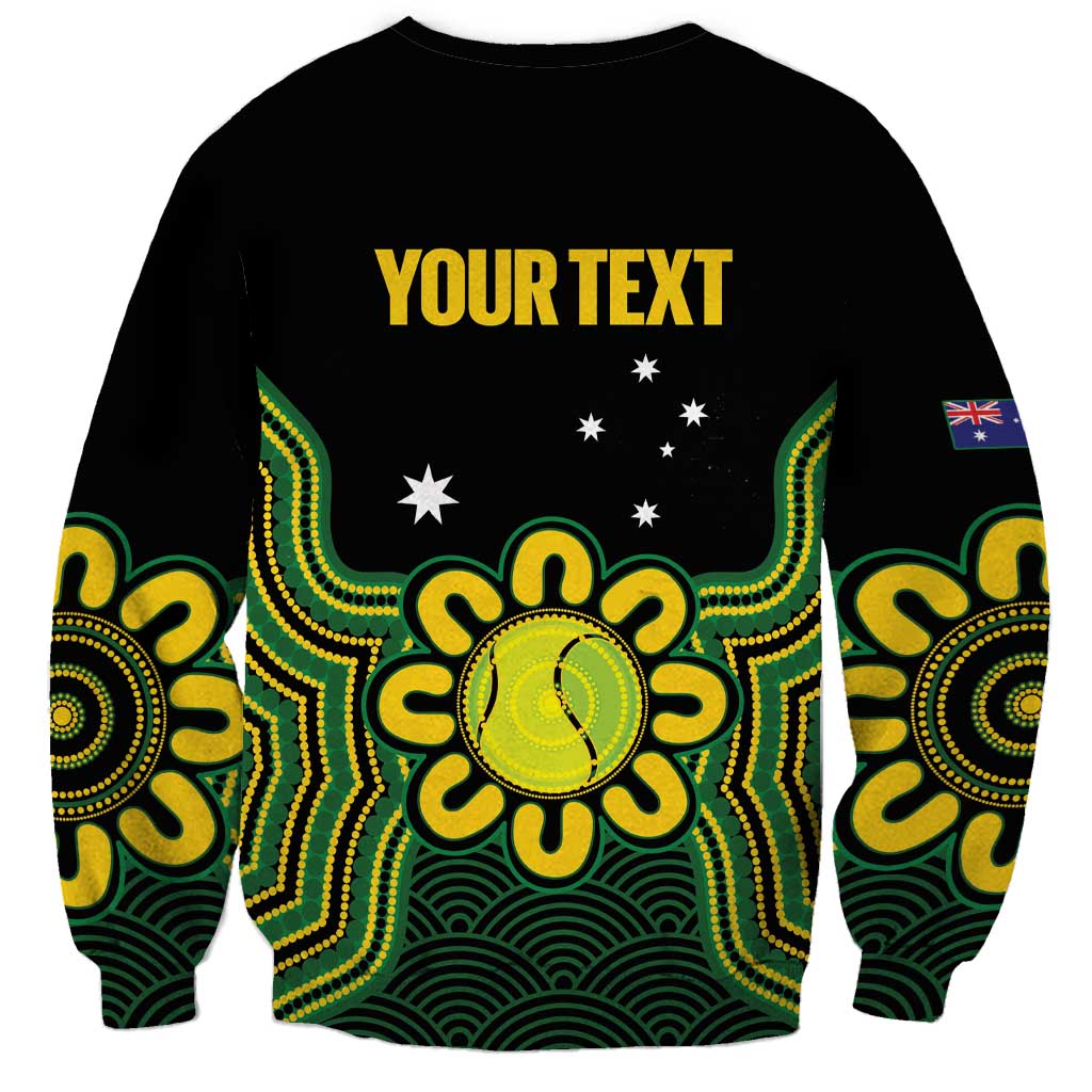 Personalised Australia Tennis Sweatshirt Go Aussie Aboriginal Art - Aussie Hoodie