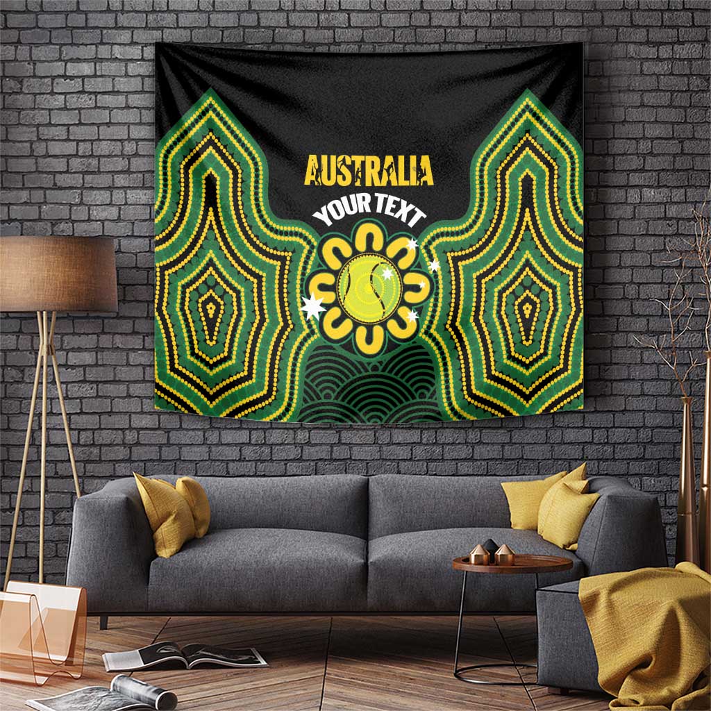 Personalised Australia Tennis Tapestry Go Aussie Aboriginal Art - Aussie Hoodie