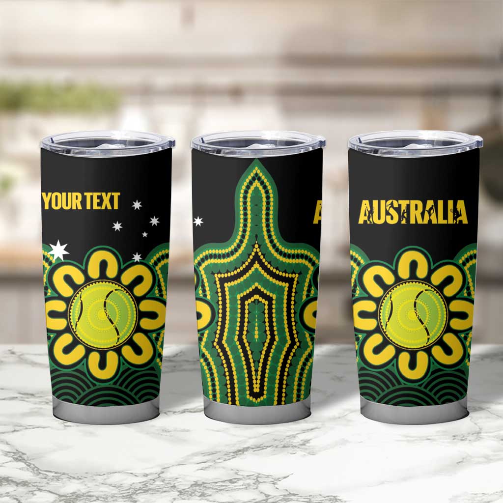 Personalised Australia Tennis Tumbler Cup Go Aussie Aboriginal Art - Aussie Hoodie