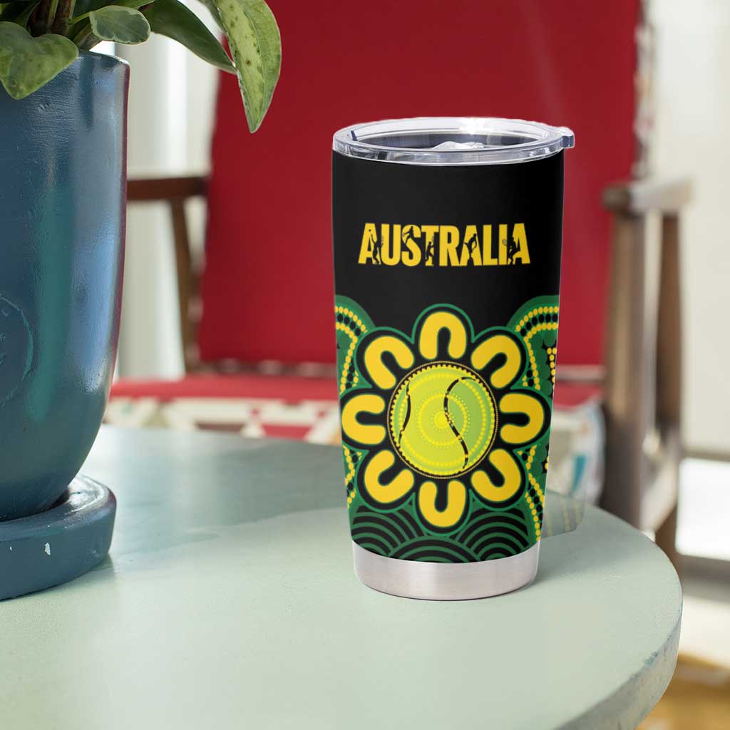 Personalised Australia Tennis Tumbler Cup Go Aussie Aboriginal Art - Aussie Hoodie