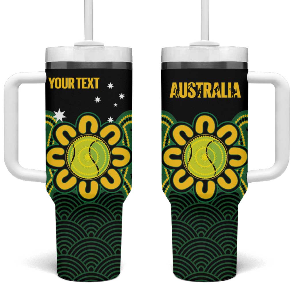 Personalised Australia Tennis Tumbler With Handle Go Aussie Aboriginal Art - Aussie Hoodie