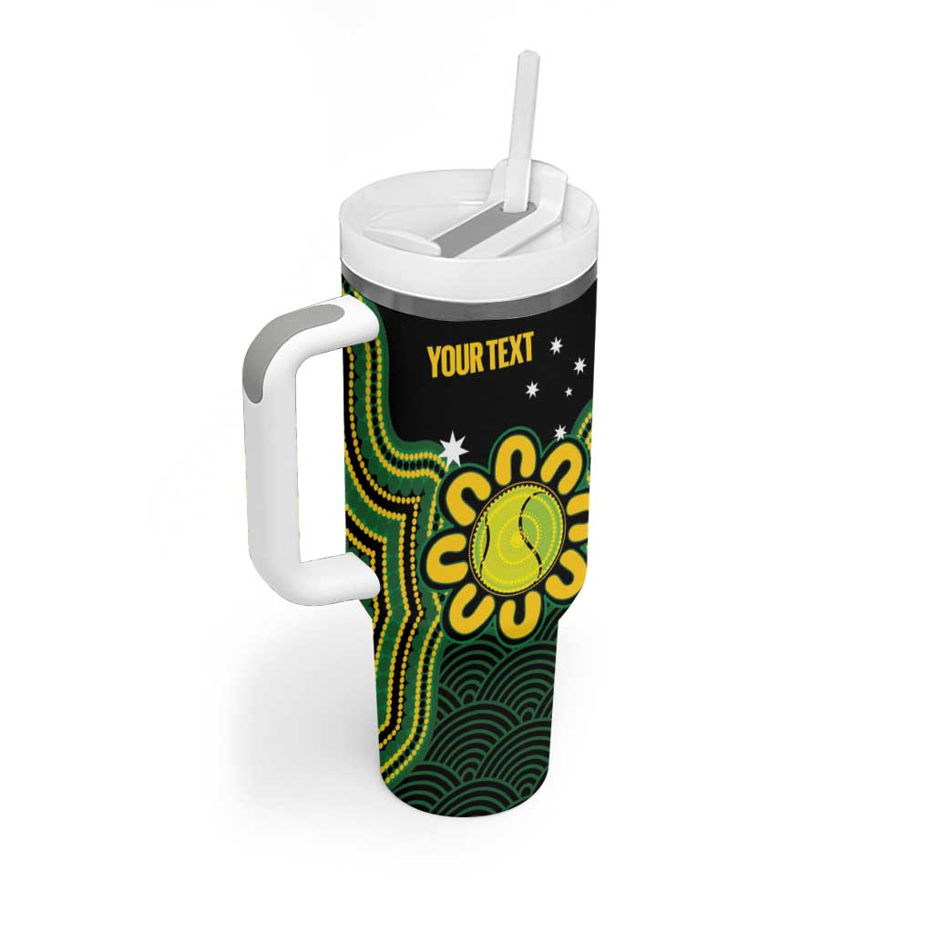 Personalised Australia Tennis Tumbler With Handle Go Aussie Aboriginal Art - Aussie Hoodie