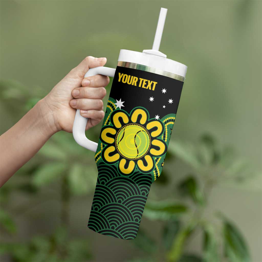 Personalised Australia Tennis Tumbler With Handle Go Aussie Aboriginal Art - Aussie Hoodie