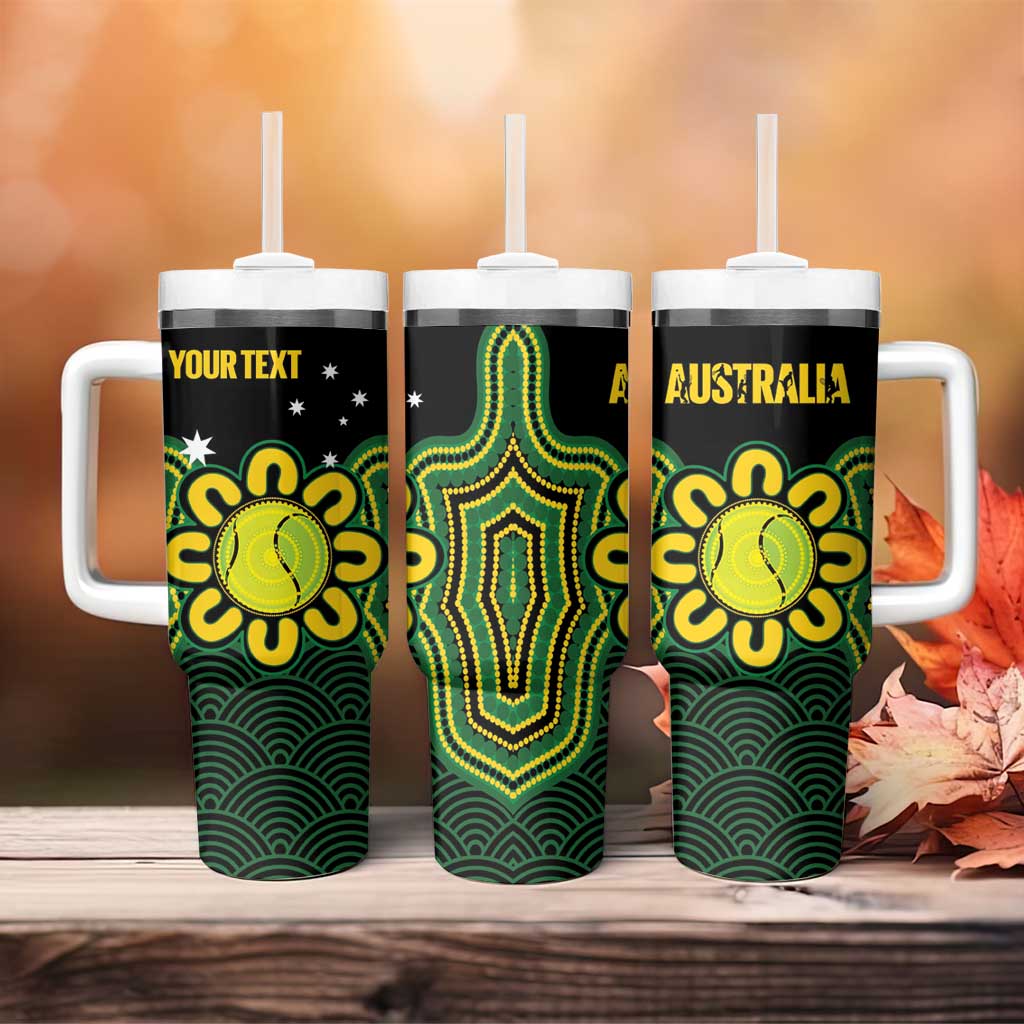 Personalised Australia Tennis Tumbler With Handle Go Aussie Aboriginal Art - Aussie Hoodie