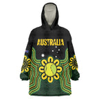 Personalised Australia Tennis Wearable Blanket Hoodie Go Aussie Aboriginal Art - Aussie Hoodie