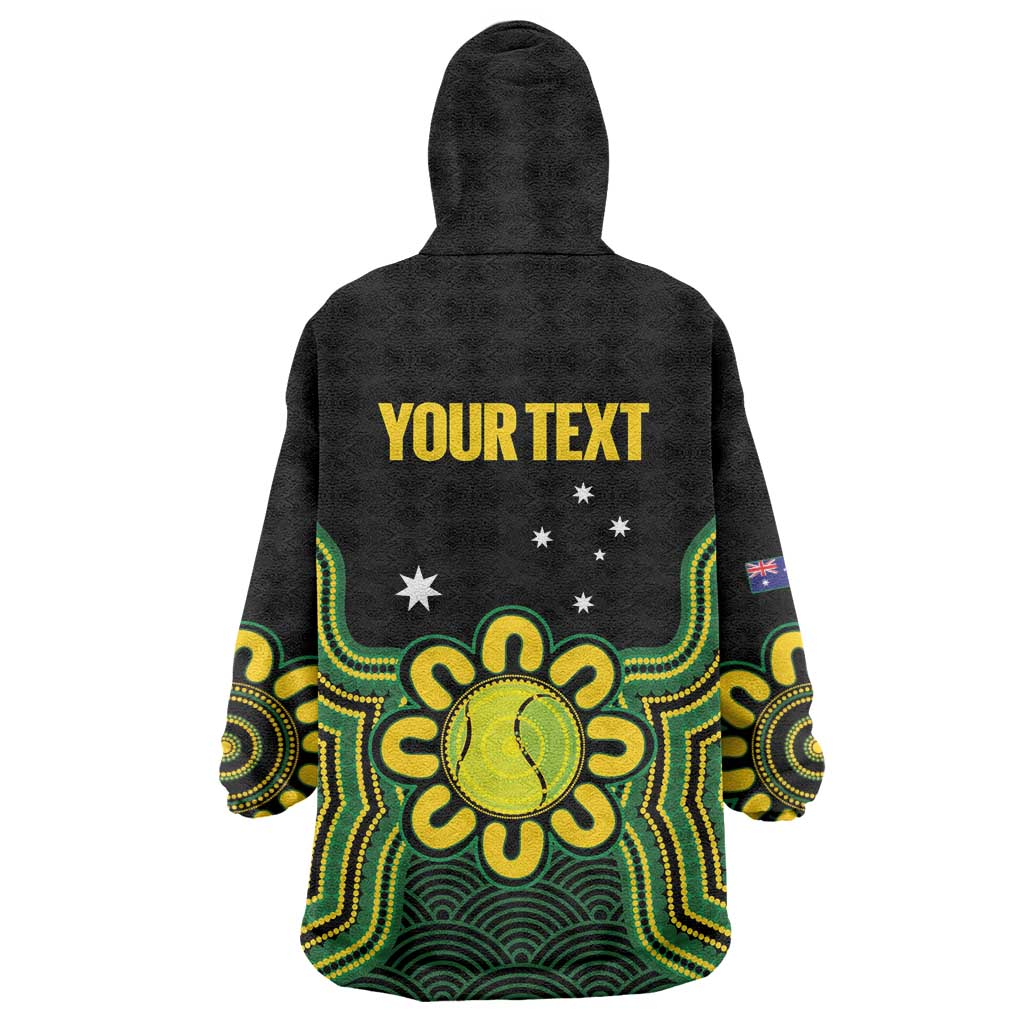 Personalised Australia Tennis Wearable Blanket Hoodie Go Aussie Aboriginal Art - Aussie Hoodie
