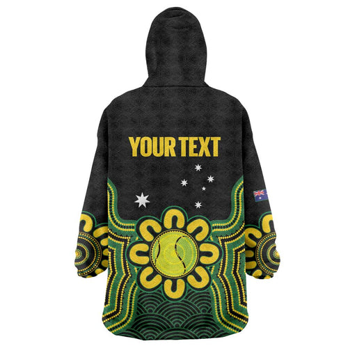 Personalised Australia Tennis Wearable Blanket Hoodie Go Aussie Aboriginal Art - Aussie Hoodie