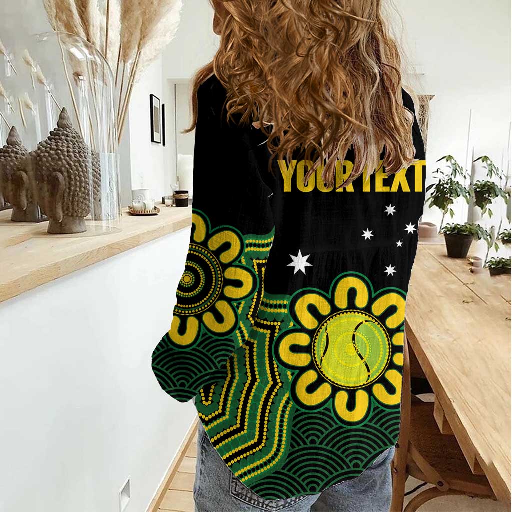 Personalised Australia Tennis Women Casual Shirt Go Aussie Aboriginal Art - Aussie Hoodie