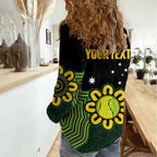 Personalised Australia Tennis Women Casual Shirt Go Aussie Aboriginal Art - Aussie Hoodie