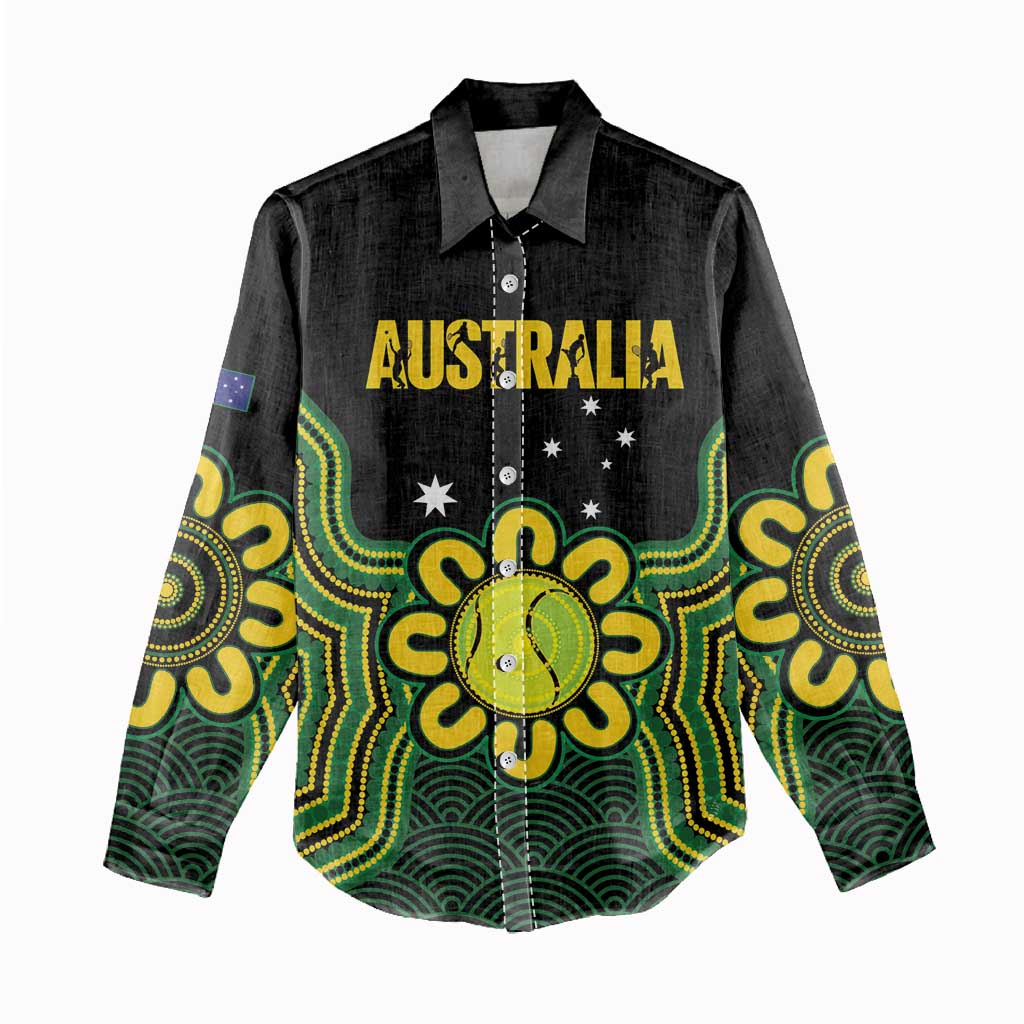 Personalised Australia Tennis Women Casual Shirt Go Aussie Aboriginal Art - Aussie Hoodie