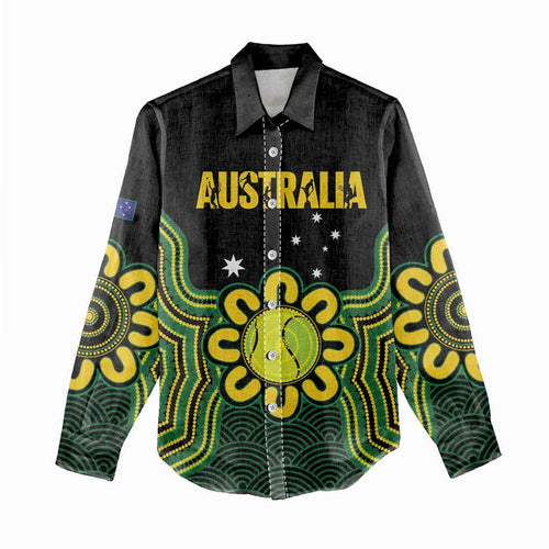 Personalised Australia Tennis Women Casual Shirt Go Aussie Aboriginal Art - Aussie Hoodie
