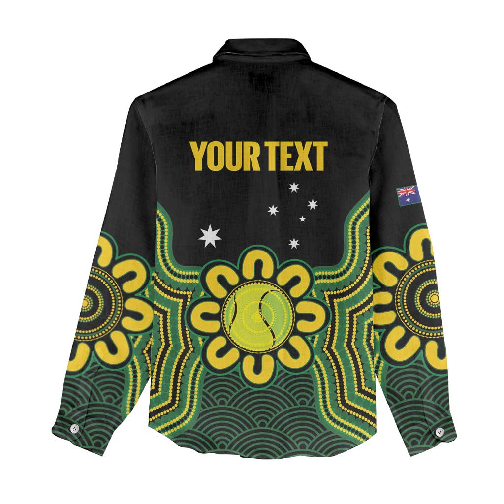 Personalised Australia Tennis Women Casual Shirt Go Aussie Aboriginal Art - Aussie Hoodie