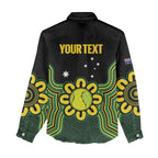 Personalised Australia Tennis Women Casual Shirt Go Aussie Aboriginal Art - Aussie Hoodie