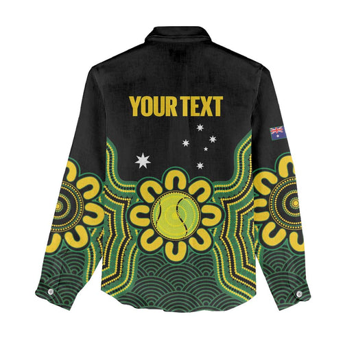 Personalised Australia Tennis Women Casual Shirt Go Aussie Aboriginal Art - Aussie Hoodie