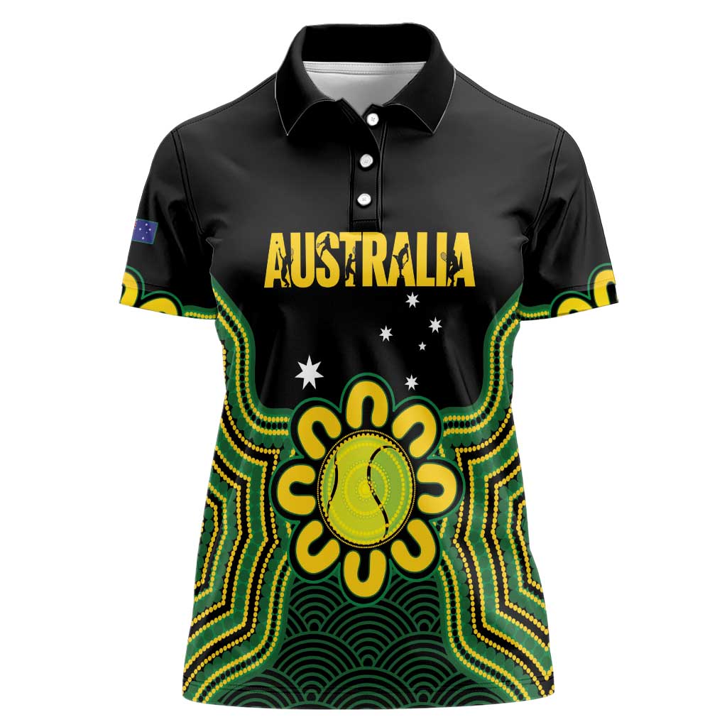 Personalised Australia Tennis Women Polo Shirt Go Aussie Aboriginal Art - Aussie Hoodie