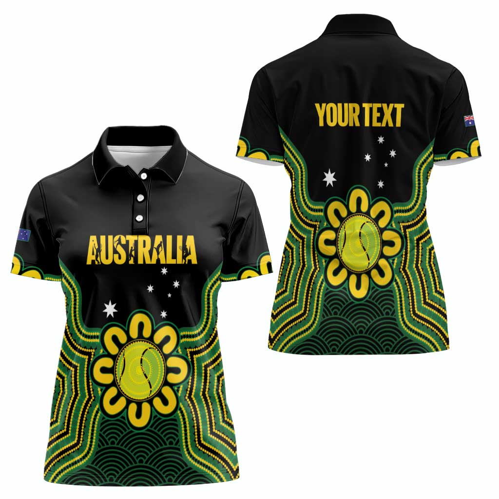 Personalised Australia Tennis Women Polo Shirt Go Aussie Aboriginal Art - Aussie Hoodie