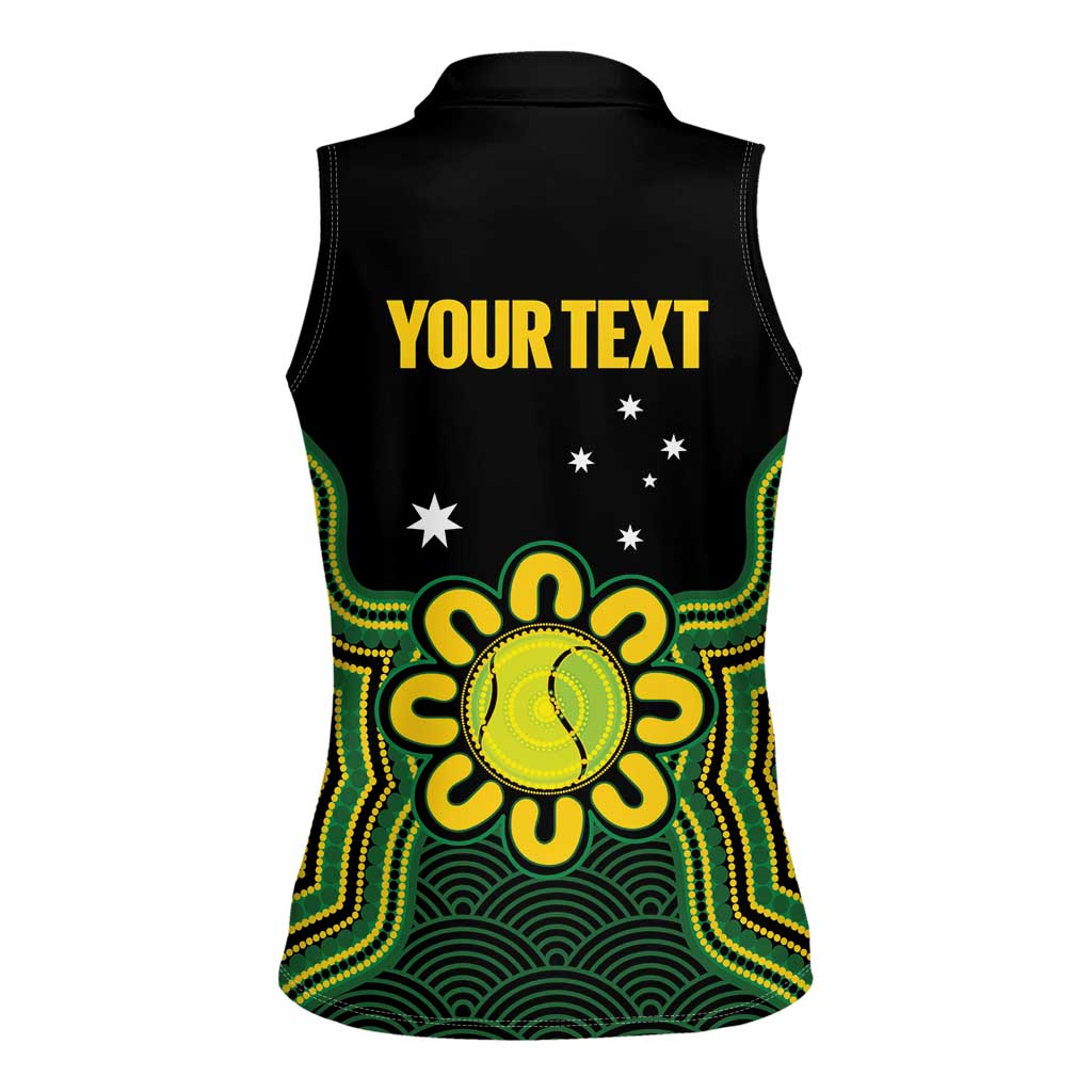 Personalised Australia Tennis Women Sleeveless Polo Shirt Go Aussie Aboriginal Art - Aussie Hoodie