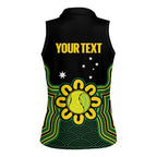 Personalised Australia Tennis Women Sleeveless Polo Shirt Go Aussie Aboriginal Art - Aussie Hoodie