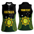 Personalised Australia Tennis Women Sleeveless Polo Shirt Go Aussie Aboriginal Art - Aussie Hoodie