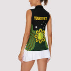 Personalised Australia Tennis Women Sleeveless Polo Shirt Go Aussie Aboriginal Art - Aussie Hoodie