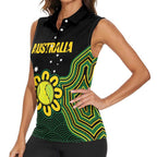 Personalised Australia Tennis Women Sleeveless Polo Shirt Go Aussie Aboriginal Art - Aussie Hoodie
