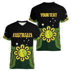 Personalised Australia Tennis Women V-Neck T-Shirt Go Aussie Aboriginal Art - Aussie Hoodie