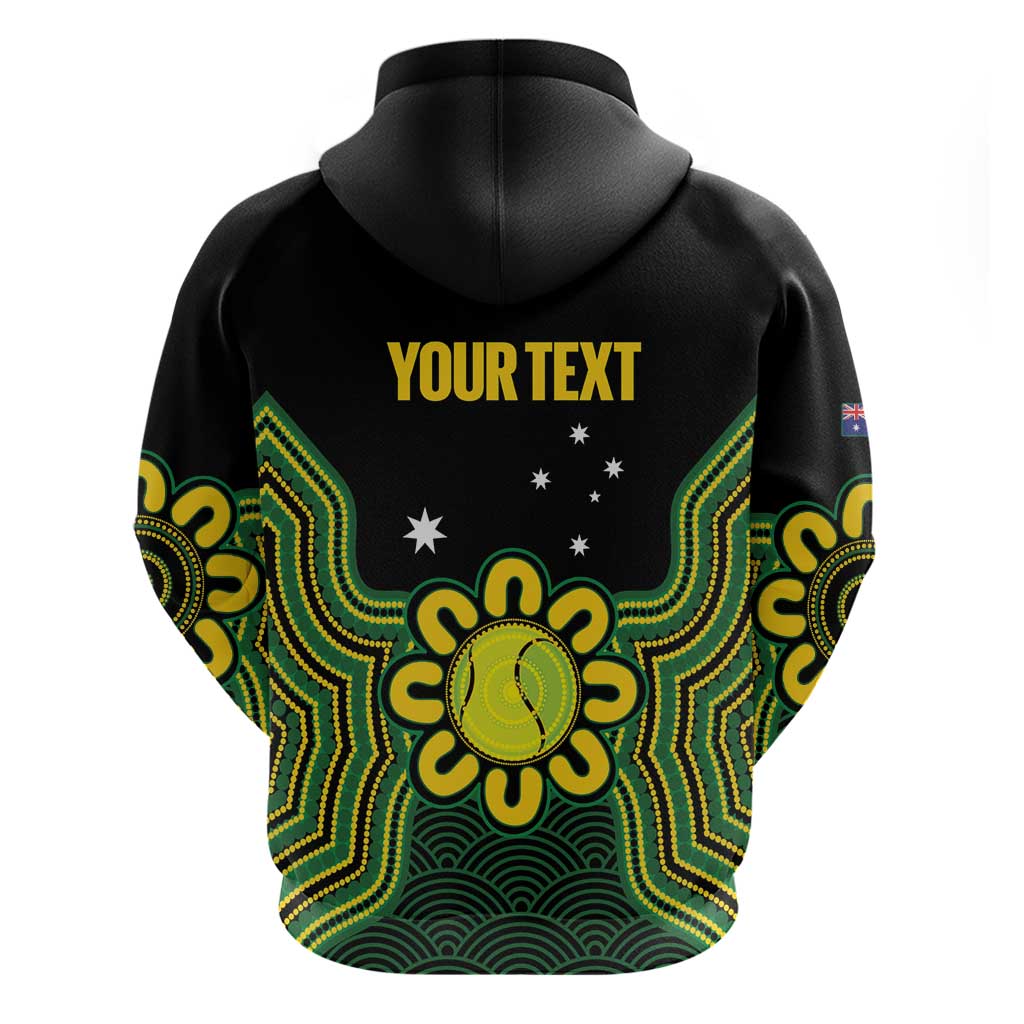 Personalised Australia Tennis Zip Hoodie Go Aussie Aboriginal Art - Aussie Hoodie