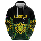Personalised Australia Tennis Zip Hoodie Go Aussie Aboriginal Art - Aussie Hoodie