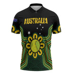 Personalised Australia Tennis Zipper Polo Shirt Go Aussie Aboriginal Art - Aussie Hoodie