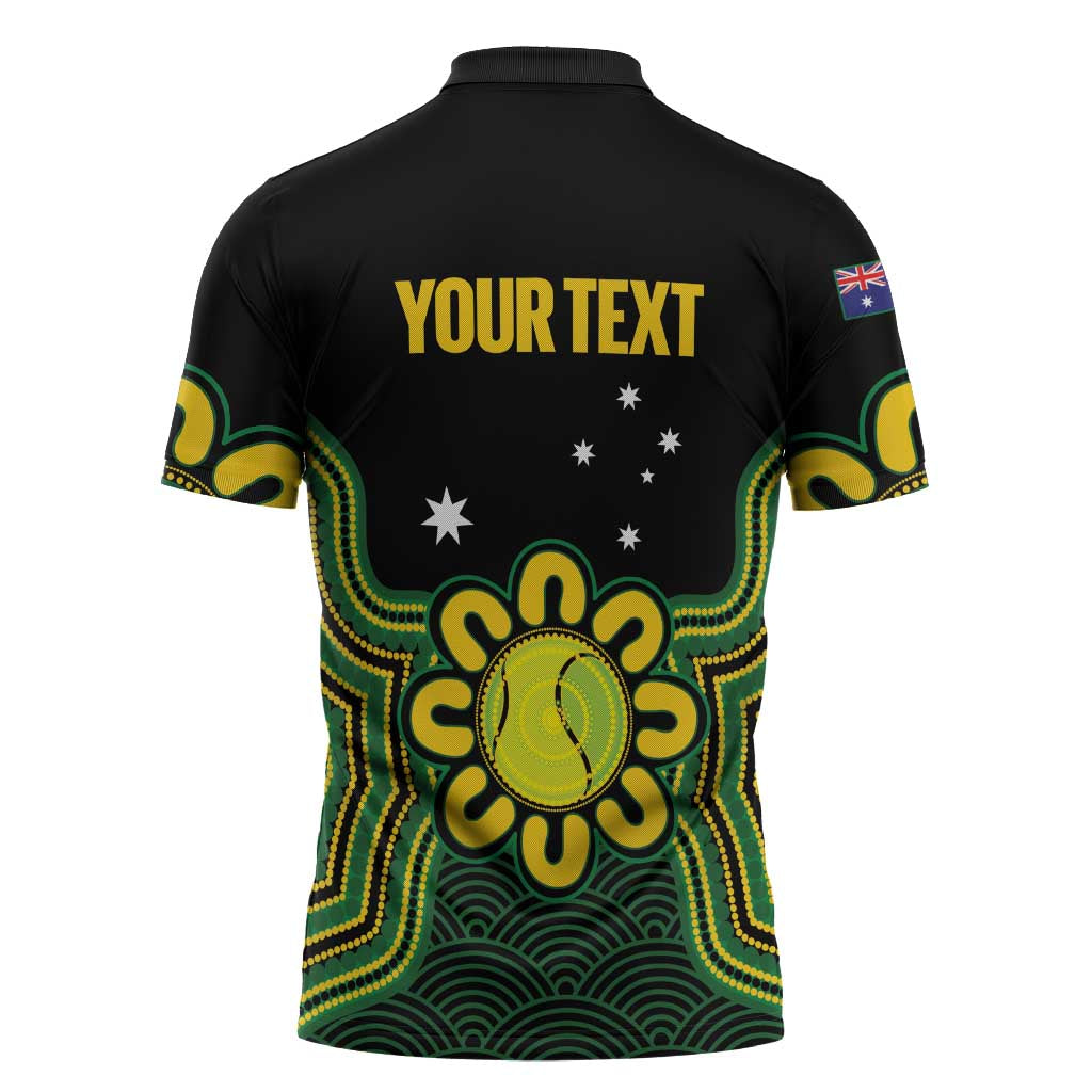 Personalised Australia Tennis Zipper Polo Shirt Go Aussie Aboriginal Art - Aussie Hoodie