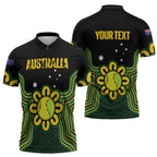 Personalised Australia Tennis Zipper Polo Shirt Go Aussie Aboriginal Art - Aussie Hoodie
