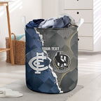 Carlton Collingwood Football Personalised Laundry Basket Blues Magpies Together Dynamic Style