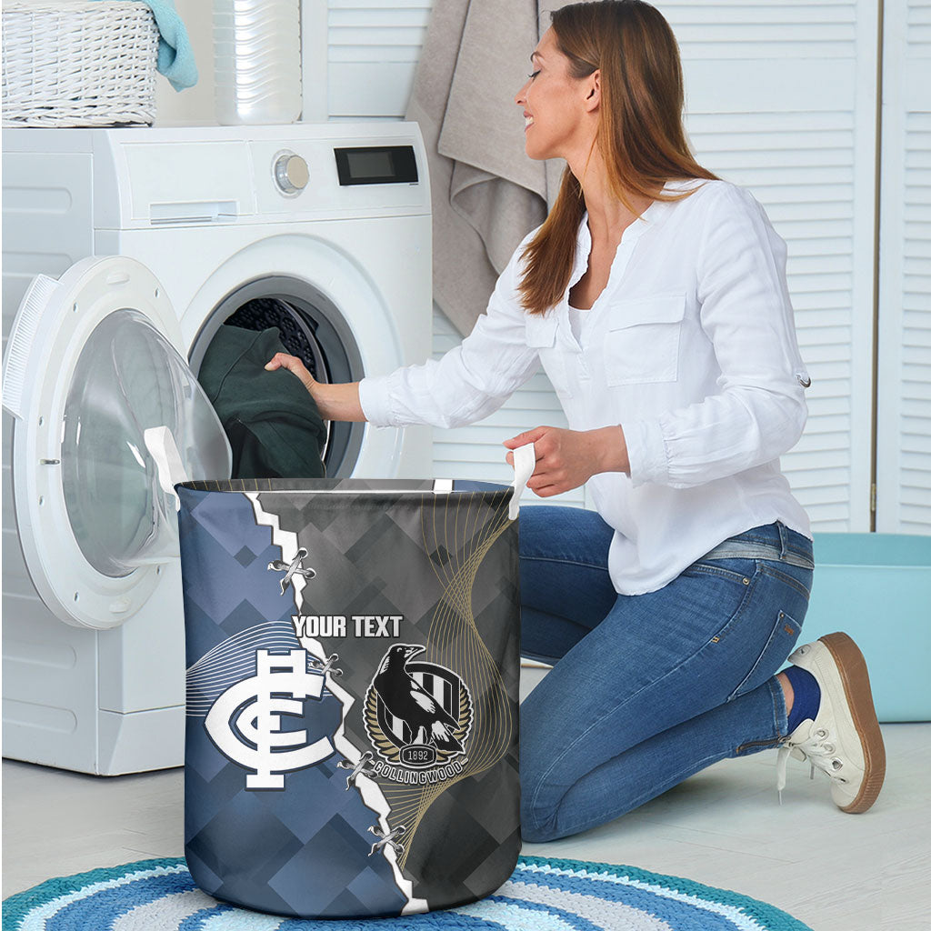 Carlton Collingwood Football Personalised Laundry Basket Blues Magpies Together Dynamic Style