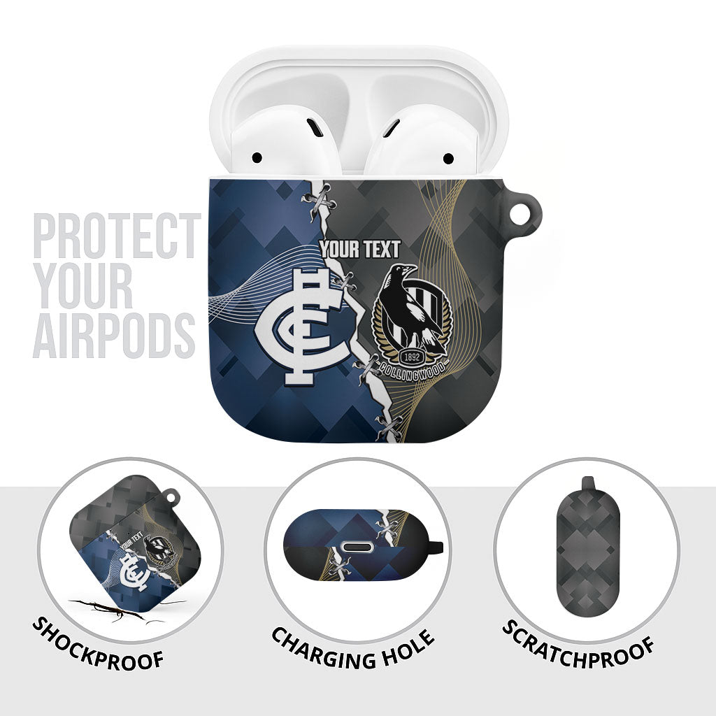 Carlton Collingwood Football Personalised AirPods Case Blues Magpies Together Dynamic Style
