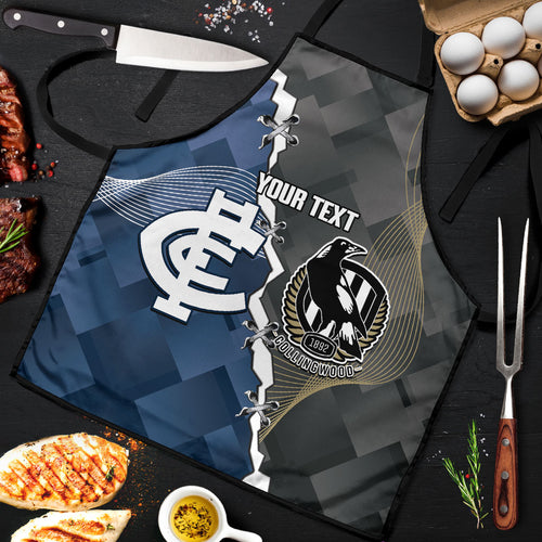 Carlton Collingwood Football Personalised Apron Blues Magpies Together Dynamic Style