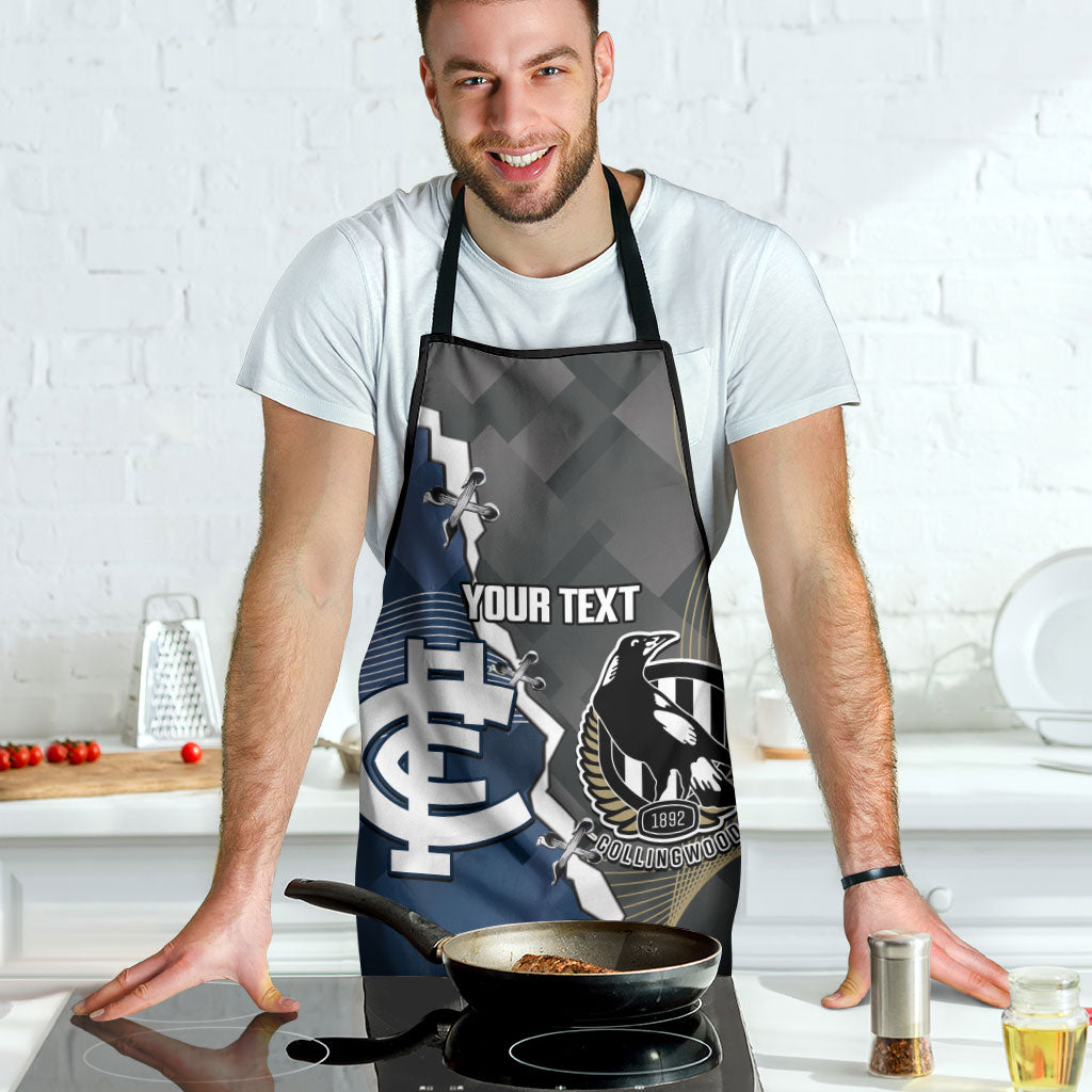 Carlton Collingwood Football Personalised Apron Blues Magpies Together Dynamic Style