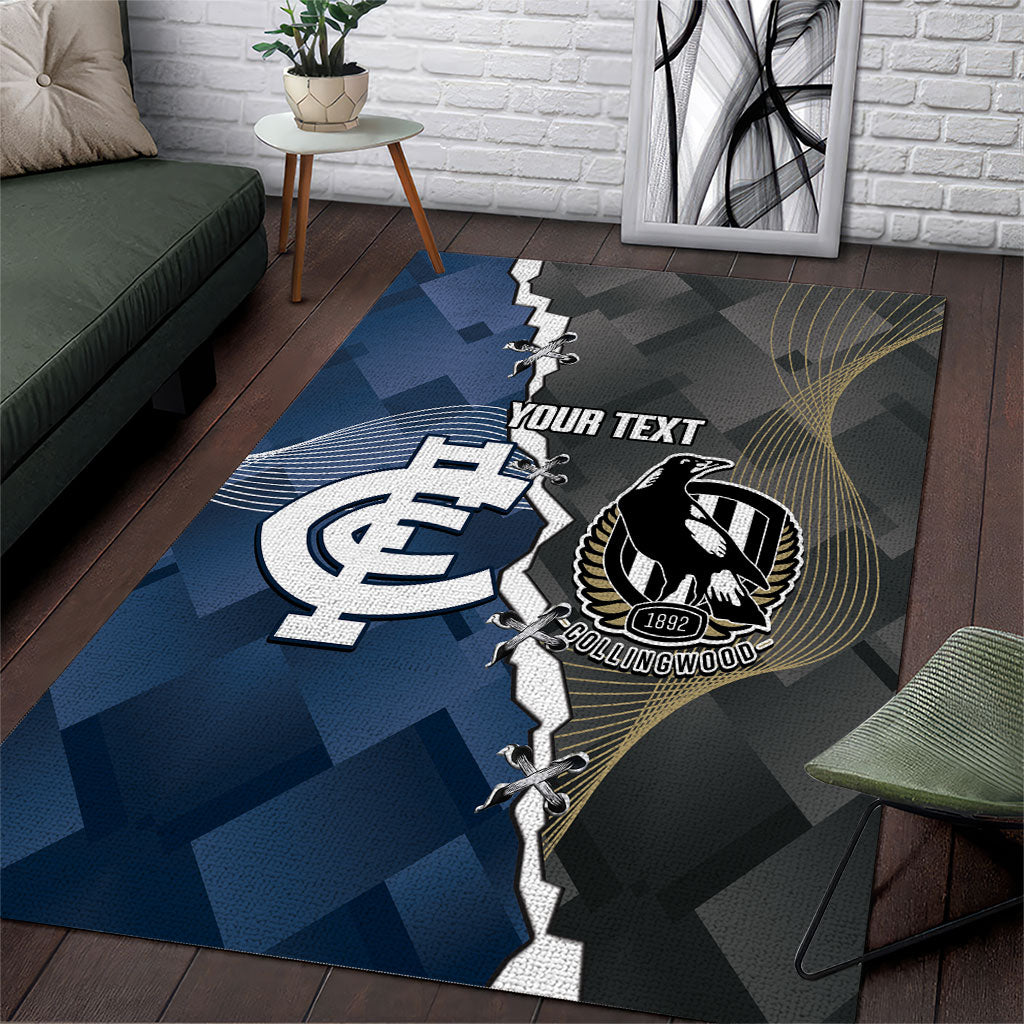 Carlton Collingwood Football Personalised Area Rug Blues Magpies Together Dynamic Style