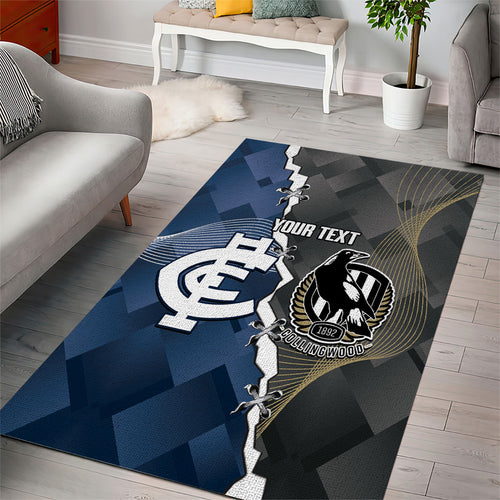 Carlton Collingwood Football Personalised Area Rug Blues Magpies Together Dynamic Style