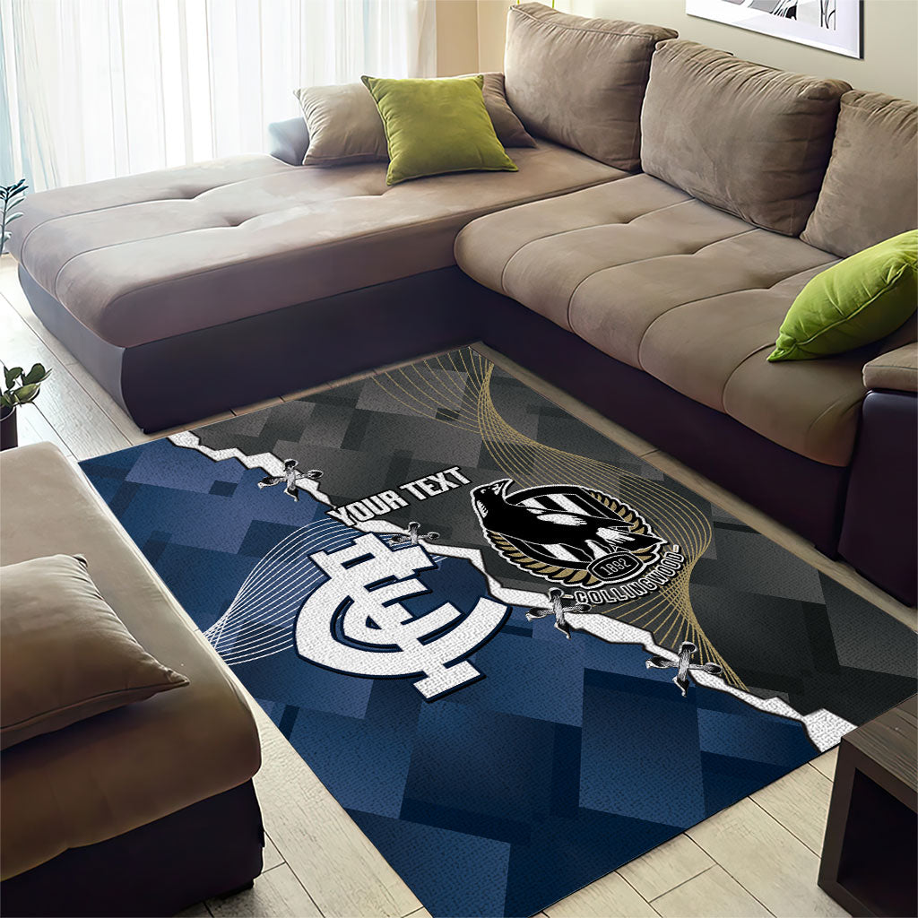 Carlton Collingwood Football Personalised Area Rug Blues Magpies Together Dynamic Style
