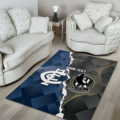 Carlton Collingwood Football Personalised Area Rug Blues Magpies Together Dynamic Style