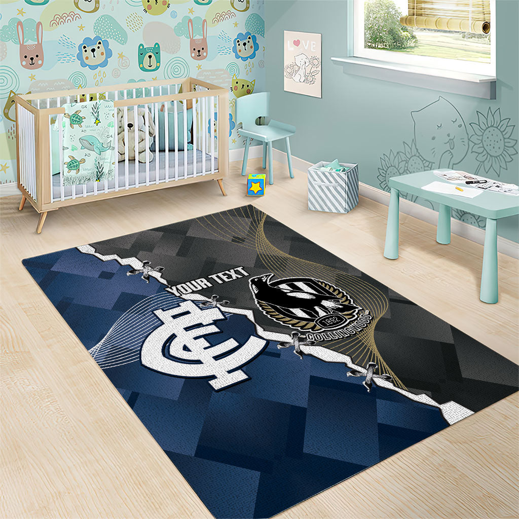 Carlton Collingwood Football Personalised Area Rug Blues Magpies Together Dynamic Style