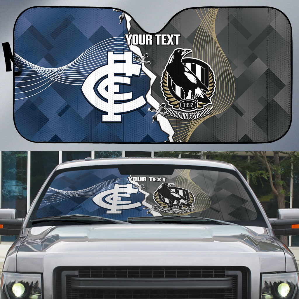 Carlton Collingwood Football Personalised Auto Sun Shade Blues Magpies Together Dynamic Style