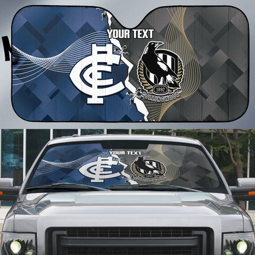 Carlton Collingwood Football Personalised Auto Sun Shade Blues Magpies Together Dynamic Style